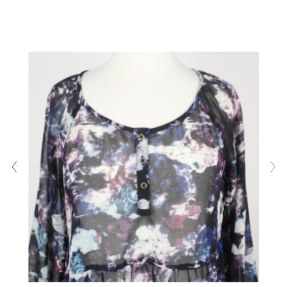 Nine West Vintage Sheer Boho Peasant Top Size Large Floral - Picture 2 of 10